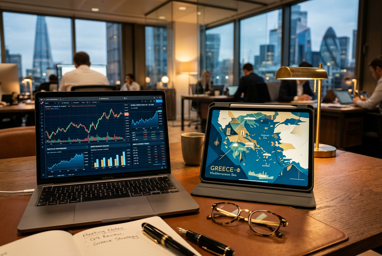 A professional workspace representing the Greek gambling market regulations.